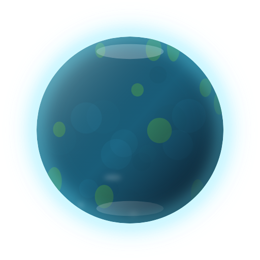 Blue moon with green land and a pale blue atmosphere