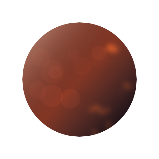 Rust-red moon with glowing hot spots