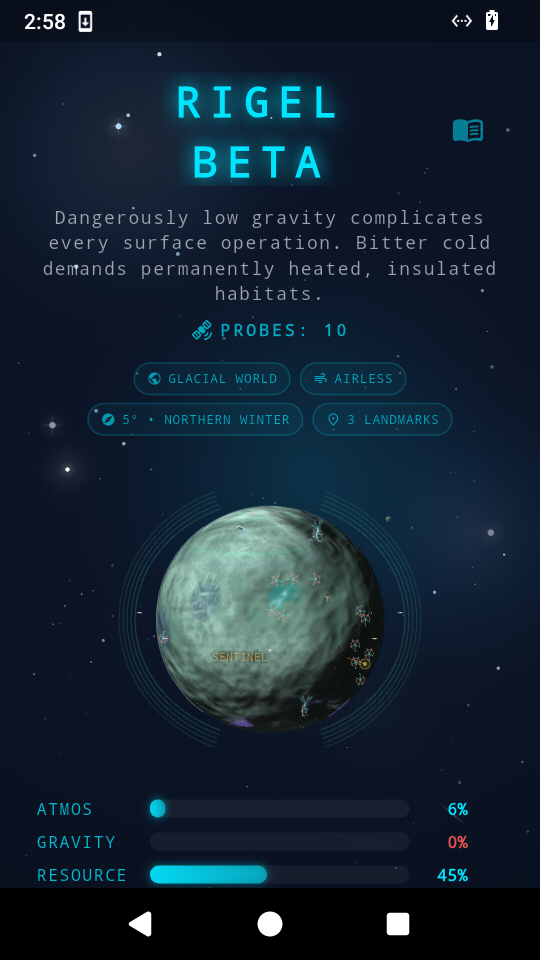 An icy procedurally generated world with glacial terrain and atmospheric detail