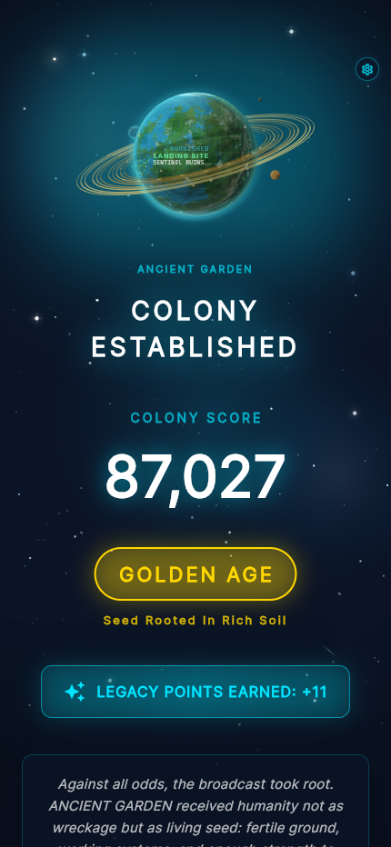 Colony established ending