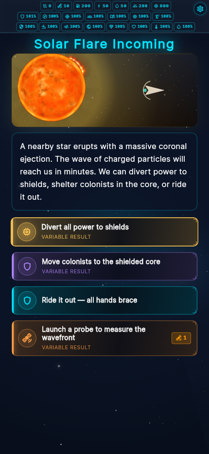 Solar Flare Incoming gameplay encounter