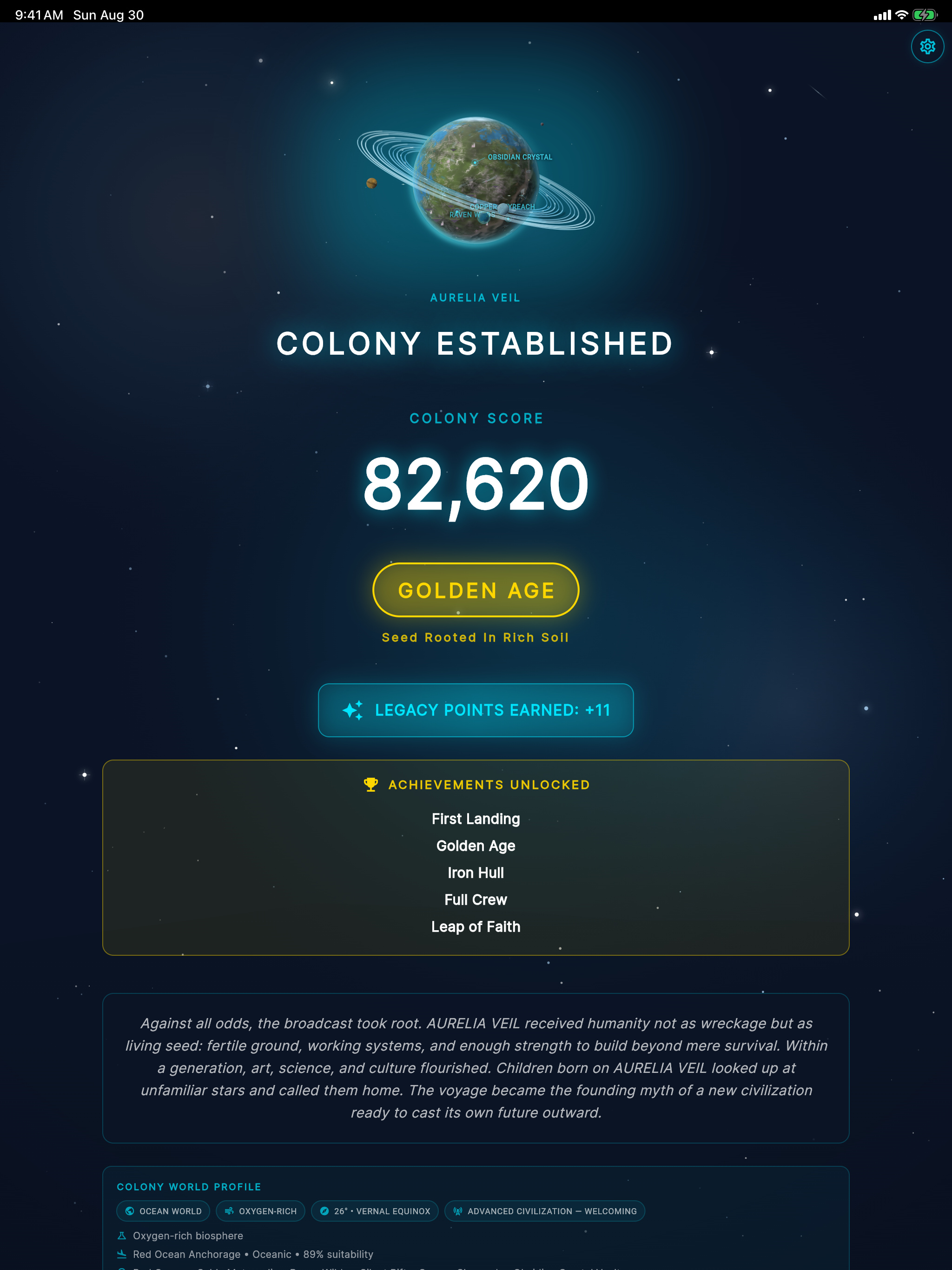 Established colony report on iPad