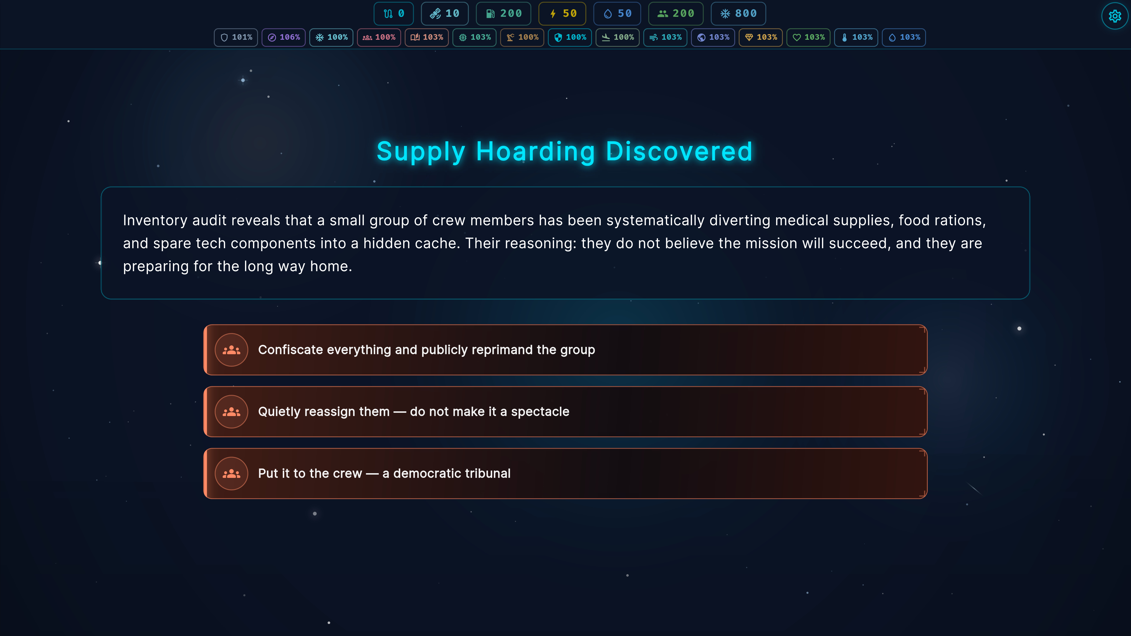 A difficult decision for the people aboard the colony ship
