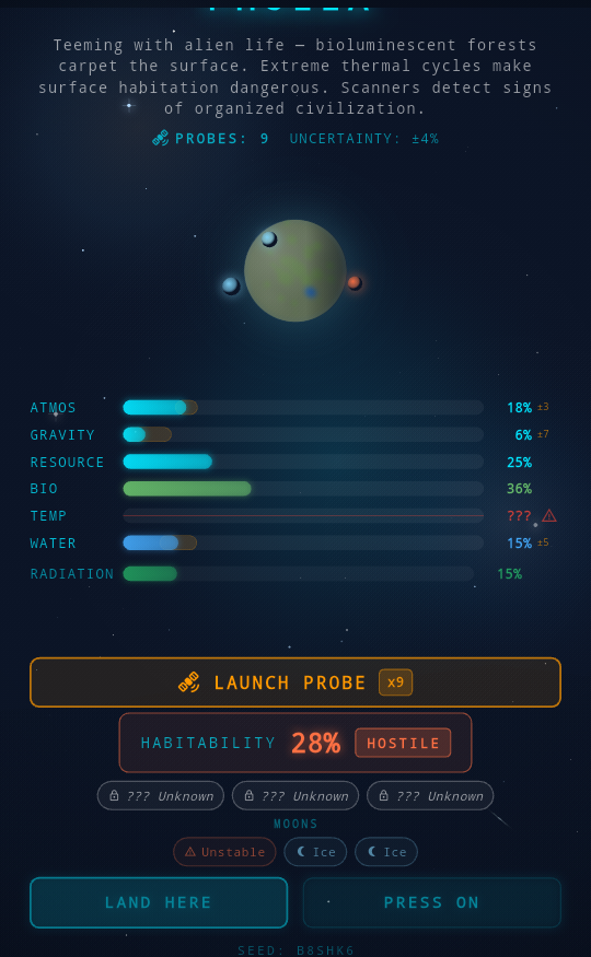 Planet scan — ringed world at 20%