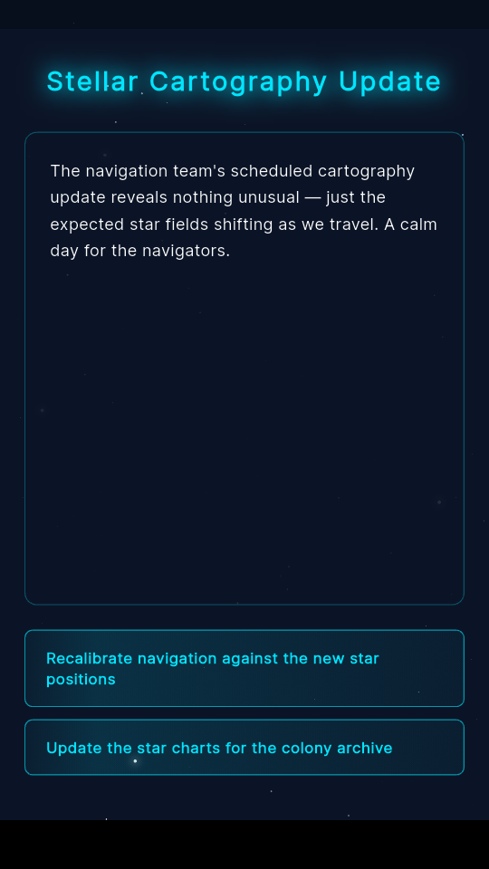 Narrative event with branching choices